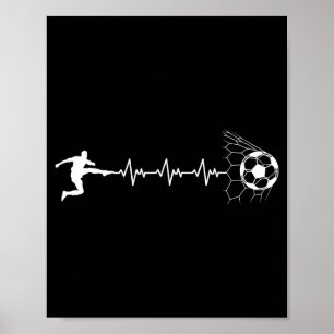 Póster Jugador de Fútbol Divertido Gráfico Pulso Corazón 