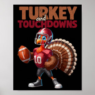 Póster Jugador de fútbol divertido pavo y touchdowns Acci