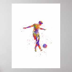 Póster Jugador de fútbol en acuarela