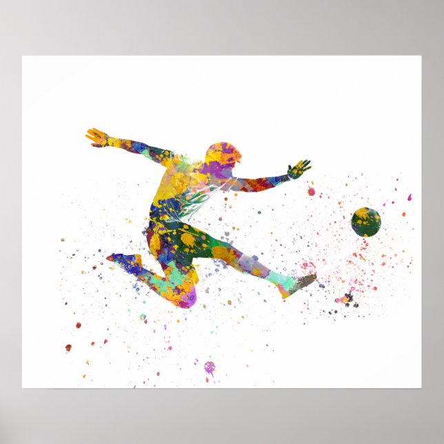 Póster Jugador de fútbol en acuarela (Frente)