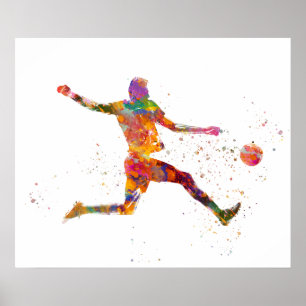 Póster Jugador de fútbol en acuarela