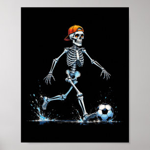 Póster Jugador de fútbol esqueleto espeluznante divertido
