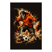 Jugador de Fútbol Esqueleto Streetwear Caricatura 
