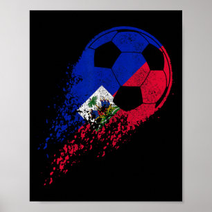 Póster Jugador de fútbol orgulloso de la bandera haitiana