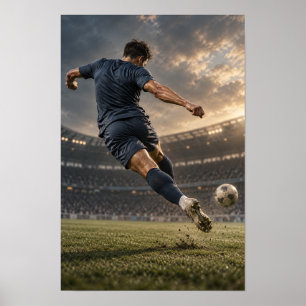 Póster Jugador de Fútbol Patada Poderosa – Pared Dramátic