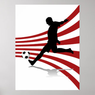 Póster Jugador de fútbol rojo y blanco
