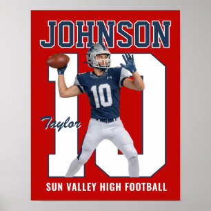 Póster Jugador de Fútbol Senior Número Foto Personalizada