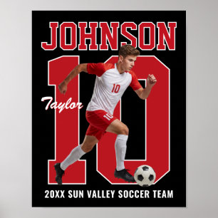 Póster Jugador de Fútbol Senior Número Foto Personalizada