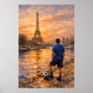 Póster Jugador de fútbol solitario cerca de La Seine
