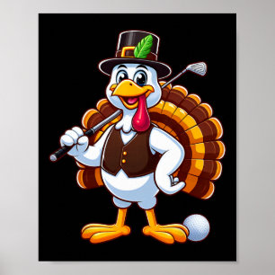 Póster Jugador de golf de Acción de Gracias genial gobble