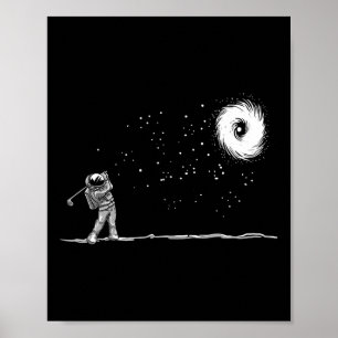 Póster Jugador de Golf Espacial Astronauta Divertido Gala