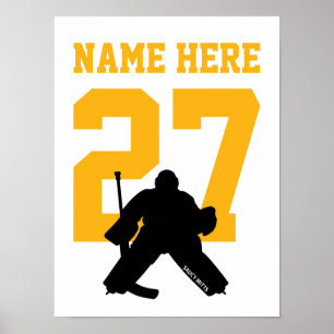Póster Jugador de granero de hockey personalizado número