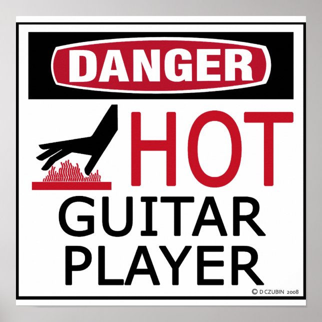 Póster Jugador de guitarra caliente (Frente)