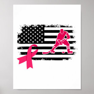 Póster Jugador de Hockey Cinta Rosa Bandera De EE. UU. Cá