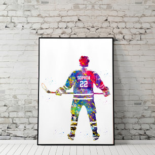 Póster Jugador de Hockey Colorido