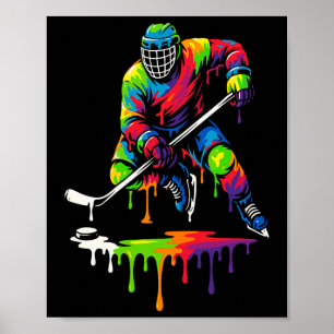 Póster Jugador de hockey colorido con helado goteando 