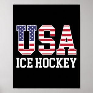 Póster Jugador de Hockey con Bandera de EE. UU. - Hockey