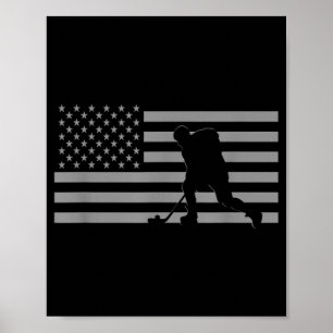 Póster Jugador de hockey - Hockey con bandera estadounide