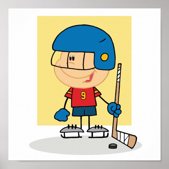 Póster Jugador de Hockey Niño Adorable (Frente)