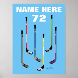 Póster Jugador de hockey personalizado nombra palos de ho