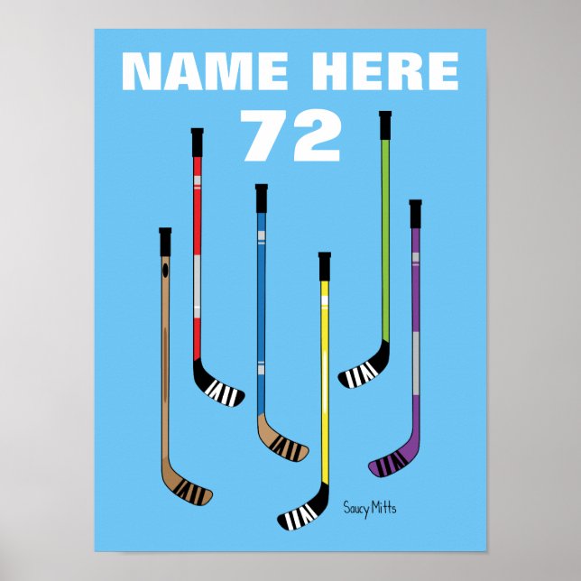 Póster Jugador de hockey personalizado nombra palos de ho (Frente)
