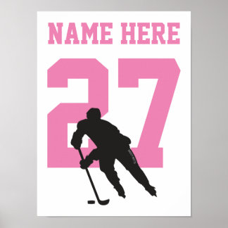 Póster Jugador de hockey personalizado número Chicas rosa