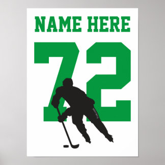 Póster Jugador de Hockey Personalizado Número Verde