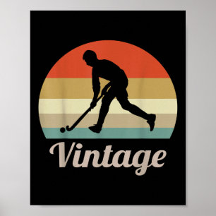 Póster Jugador de Hockey sobre Césped Vintage Estilo Retr