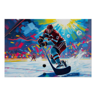 Póster Jugador de hockey sobre gol