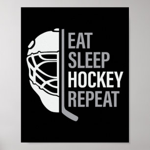 Póster Jugador de Hockey sobre Hielo Come Duerme Hockey R