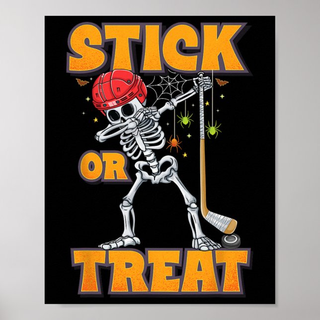 Póster Jugador de hockey sobre hielo Dabbing Skeleton Cos (Frente)