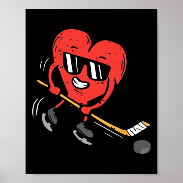 Póster Jugador de Hockey sobre Hielo Día de San Valentín  (Frente)