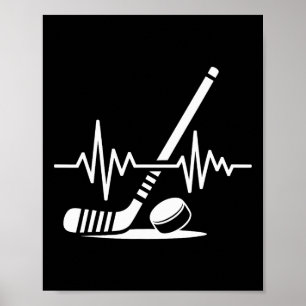 Póster Jugador de hockey sobre hielo palo y puck latido d