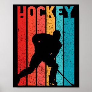 Póster Jugador de hockey sobre hielo retro infantil mascu