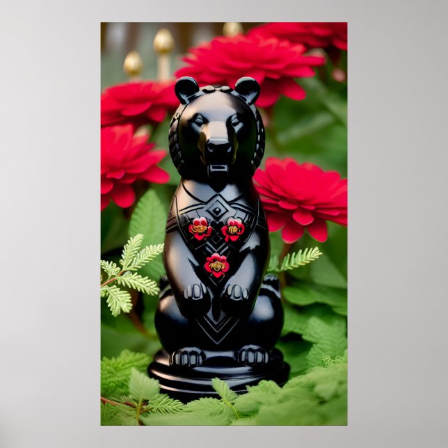 Póster Jugador de juego de oso negro (Frente)