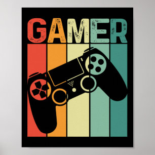 Póster Jugador de juegos Retro Gamer Gaming Addict Boy Ch