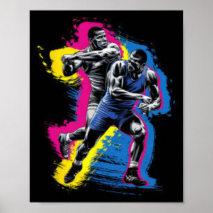 Póster Jugador de lucha libre colorido para hombres mujer