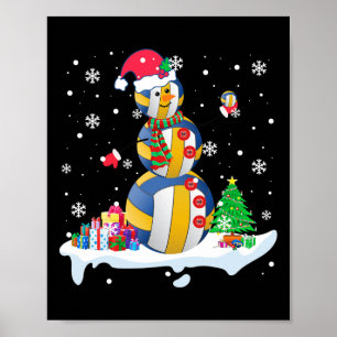 Póster Jugador de Navidad de Golf de Snowman Santa Volley