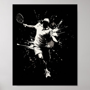Póster Jugador de Nett Court Game Paint Splash Dminton Bo