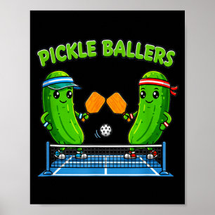 Póster Jugador de paleta de pickleball divertidos jugador
