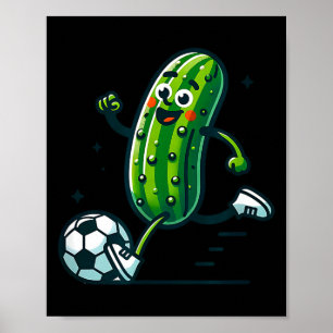 Póster Jugador de pepino de fútbol pateando pelota divert