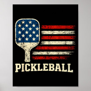 Póster Jugador de pickleball bandera de EE. UU. amor por