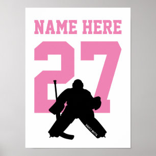 Póster Jugador de portero de hockey personalizado número