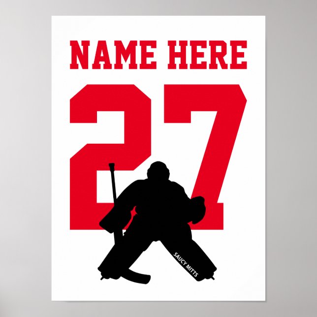 Póster Jugador de portero de hockey personalizado número  (Frente)
