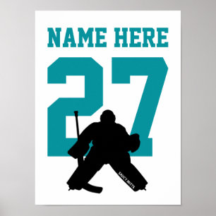Póster Jugador de portero de hockey personalizado Verde a