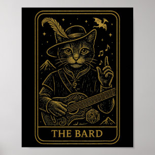 Póster Jugador De Rpg El Rd D20 Dados Friki Geek Gato Hom