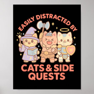 Póster Jugador de Rpg Gatos Friki Misión Secundaria Distr