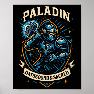 Póster Jugador de Rpg Paladín D20 Dados Friki Geek Hombre