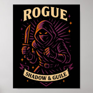 Póster Jugador De Rpg Rogue D20 Dados Friki Geek Hombres 