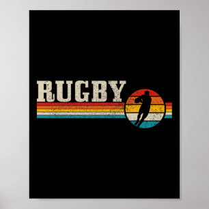 Póster Jugador de Rugby Antiguo Deporte Retro Hombres Chi